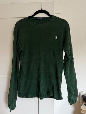 Polo Ralph Lauren Green Long Sleeve Waffle Shirt